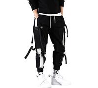 Beudylihy Pantalones cargo para hombre de trabajo, combate, ropa técnica, hip hop, varios bolsillos, pantalones cónicos, con hebilla, tirantes, pantalones de chándal para adolescentes, pantalones de