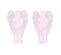 Beufee 2 Piezas de Piedra de Bolsillo de ángel, estatuillas de ángeles de Cuarzo Rosa, Estatua curativa de ángel de la Guarda de Cuarzo Rosa Natural
