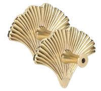 Beufee 2 pomos de cajón con forma de hoja de Ginkgo, pomos dorados para cajones, tiradores de muebles, tiradores dorados para armarios, puertas, tocador
