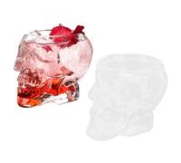 Beufee 2 uds vaso de chupito de calavera, tazas de calavera para beber barra de cristal vaso de cóctel taza de cerveza de cara de calavera cristalería divertida para agua