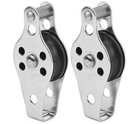 Beufee 2pcs Bloque de polea simple plateado, cuerda de alambre colgando el gancho del resorte de la rueda del alambre