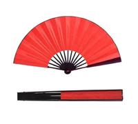 Beufee Abanico Plegable Grande, Abanico de Mano de Seda Abanicos de Estilo Chino Abanico de Mano Plegable Japonés para Mujeres Hombres Actuaciones Manualidades Decoraciones de Baile(Rojo)