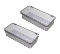 Beufee Bandeja para cubiertos con tapa, organizador de utensilios transparente, contenedor de utensilios de cocina con drenaje para cucharas, tenedores y palillos, 2 uds. (Grey)