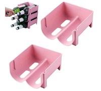 Beufee Botellero apilable, Organizador de Botellas de Agua de 2 uds, Soporte Antideslizante para Botellas de Vino con Fondo Hueco para Nevera y despensa (Rosada)