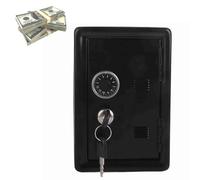 Beufee Caja de Dinero Digital, Mini Hucha de Ahorro Hucha de Acero Inoxidable Hucha Caja de Dinero Digital Moneda en Efectivo Tarro Mini Hucha Linda con 2 Llaves(Negro)