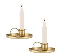 Beufee Candelabro cónico de Metal de 2 Piezas, candelabro de Hierro Retro, candelabro cónico con Mango, candelabro de Emergencia en Forma de Cono pequeño