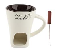 Beufee Chocolate Melting Cup, Ceramic Sweet Fondue Cup Fondue Mug Butter Warmers Pot Mini Simmer Mug with Forks for Chocolate Cheese Candy (Blanco)