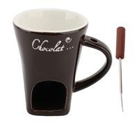 Beufee Chocolate Melting Cup, Ceramic Sweet Fondue Cup Fondue Mug Butter Warmers Pot Mini Simmer Mug with Forks for Chocolate Cheese Candy (Marrón)