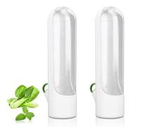 Beufee Conservador de Hierbas, 2 Piezas Recipientes de Cilantro para Refrigerador Protector de Hierbas Contenedor de Almacenamiento de Hierbas de Vidrio para Cilantro Menta Perejil Espárragos