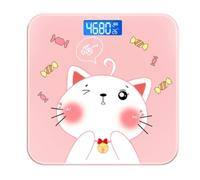 Beufee Escalas Digitales para el Peso Corporal, medición de Vidrio Templado de Vidrio preciso Escala de Peso Digital LCD Pantalla 396.8 lb/180 kg de batería alimentada (Gato de Caramelo Rosa)