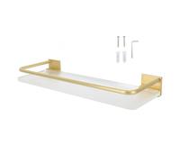 Beufee Floating Shelves for Wall, Bathroom Wall Shelf Aluminum Modern Floating Shelf for Bathroom Kitchen Organizers and Storage (Gold)