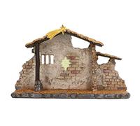 Beufee Nativity Scene, Christmas Manger Shed Statue Vivid Details Resin Christmas Ornament for Holiday Desktop Decoration