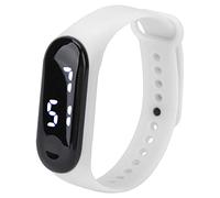 Beufee Reloj Digital LED Simple, Pantalla de luz Blanca LED Reutilizable Espejo de plástico Movimiento electrónico de Movimiento de Silicona vigilancia Deportiva (White)