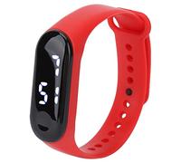 Beufee Reloj Digital LED Simple, Pantalla de luz Blanca LED Reutilizable Espejo de plástico Movimiento electrónico de Movimiento de Silicona vigilancia Deportiva (Red)