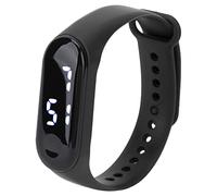 Beufee Reloj Digital LED Simple, Pantalla de luz Blanca LED Reutilizable Espejo de plástico Movimiento electrónico de Movimiento de Silicona vigilancia Deportiva (Black)