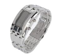 Beufee Reloj para Hombre, Reloj Digital De Moda con Modo De Tiempo Binario, Relojes Digitales LED De Aleación, Reloj De Pulsera Resistente Al Agua para Mujeres Y Hombres(Plata)