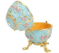 Beufee Soporte de Anillo de Metal de Huevo esmaltado para joyería, Caja de joyería de Huevos Pintados a Mano Huevo esmaltado de Estilo Faberge para decoración de Mesa