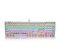 Beufee Teclado mecánico para Juegos, Teclado con Cable USB con Teclado de Ordenador con Tapa Redonda Retro para PC