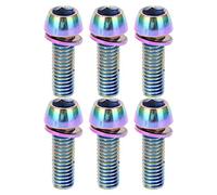 Beufee Tornillos de vástago de ciclo de 6 piezas Bic como tallo fijo de bicicleta de acero inoxidable con arandelas (M6)