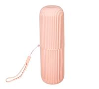 Beufee Travel Toothbrush Holder, Portable Toothbrush Cup with Cover Ultifunctional Toothpaste Carrier for Camping Business Trip (Pink)