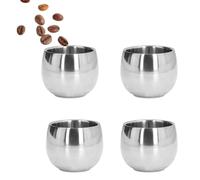 Beufee Vasos de Acero Inoxidable, Juego de 4 Tazas de Café de Acero Inoxidable, Vasos de Doble Pared, Vasos de Metal, Taza Aislada Al Vacío, Taza de Camping, Tazas para Barbacoa, Hogar, Oficina