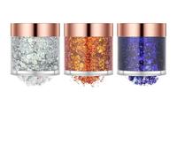 Beugo Purpurina Cara Gel, 3 * 10g Gel Chunky Glitter Corporal, Body Glitter Gel, Holographic Cosmetic Laser Powder, Purpurina Líquida para Maquillaje Festival Carnaval Halloween Navidad, B