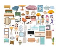 BEUNITONE Home Life - Juego de 50 piezas de tablero de fieltro para el aula preescolar, para actividades de aprendizaje temprano, tema del hogar, tablero de fieltro para historias, regalos de