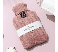BEUON - Botella de agua caliente de gran capacidad de 2 litros, bolsa de agua caliente con cubierta de cachemira, fácil de llevar, puede calentar manos, pies y estómago (color: rosa, tamaño: 1000 ml)