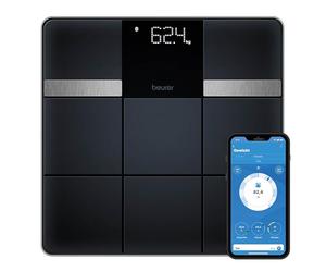 Beurer BF 450 báscula personal con conexión a la aplicación, báscula de grasa corporal digital con 17 valores de medición, estructura de baldosas mate, 8 memorias de usuario, 180 kg
