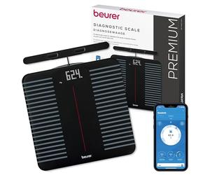 Beurer BF 990 báscula digital de grasa corporal con sensores de mano,conexión a la app vía WIFI/Bluetooth,25 valores de medición,medición cruzada con 8 electrodos, transferencia a Apple Health y otros