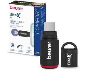 Beurer BiteX Go Deep Black Aparato contra picaduras de insectos para smartphone, tratamiento de mordeduras y picaduras, alivia el picor, para móvil Android y iPhone (USB-C), con luz