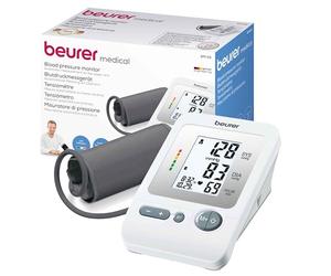 Beurer BM 26 Tensiómetro de brazo con manguito para circunferencias de brazo de 22-35 cm, indicador de riesgo, detección de arritmias, mensaje en caso de errores de aplicación