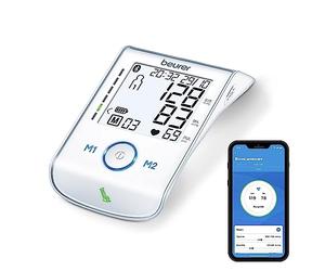 Beurer BM 85 Tensiómetro de brazo, con indicador de reposo patentado, práctica batería de iones de litio, con conexión a app, pantalla iluminada, tecnología de inflado