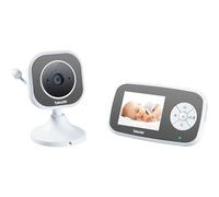 Beurer BY110 Baby Monitor Modo Eco y Video, Vigilabebés con Cámara, Pantalla LCD 2.8 pulgadas, Luz Infrarroja, Función Zoom, Batería Litio, Alarma Temperatura, Movimiento y Sonido, Blanco Gris
