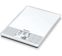 Beurer Balanza de cocina DS61, análisis nutricional, 5 kg/1 g, Auto-Tara, vidrio, blanco