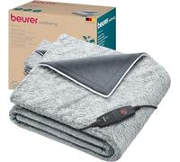 Beurer HD 75 Nordic Grey Manta eléctrica, Parte Superior/Inferior de Material Reciclado, Suave y acogedora, 6 ajustes de Temperatura, Lavable a máquina, 180 x 130 cm