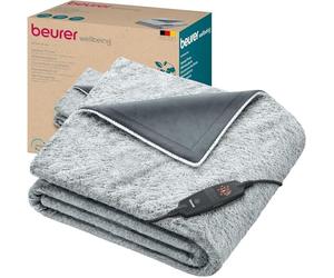 Beurer HD 75 Nordic Grey Manta eléctrica, Parte Superior/Inferior de Material Reciclado, Suave y acogedora, 6 ajustes de Temperatura, Lavable a máquina, 180 x 130 cm