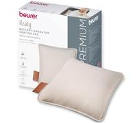 Beurer Heaty heat pad, cordless heat pad with battery, heating pad with automatic switch-off function and 3 temperature settings, with fast heating, soft corded fabric, white