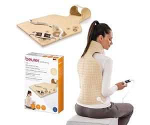 Beurer HK 58 LED - Almohadilla electrónica cervical / dorsal, funda lavable, 62 x 42 cm, color crema