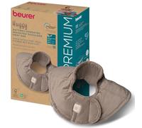 Beurer Huggy almohadilla eléctrica con peso para los hombros, inalámbrico | 1,1 kg de peso, almohada térmica para la nuca con relleno de perlas de vidrio, 3 niveles de temperatura, lavablea, topo