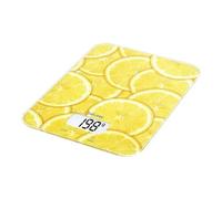 Beurer KS 19 lemon Balanza de cocina, báscula digital para cocinar, con función de pesaje de tara, funcionamiento con con botón táctil, capacidad de carga de 5 kg