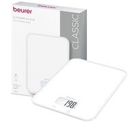 Beurer KS 19 Pure White balanza de cocina digital, capacidad de hasta 5 kg (división precisa de 1 g), balanza doméstica con sensor táctil, balanza para alimentos incl. pilas, diseño ultraplano, blanco