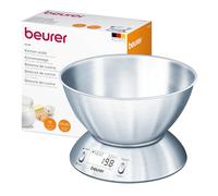 Beurer KS 54 báscula de cocina, cuenco de acero inoxidable, capacidad de 1,5 l, capacidad de carga hasta 5 kg, báscula doméstica, para lavavajillas, báscula para cocinar, hornear y medir ingredientes