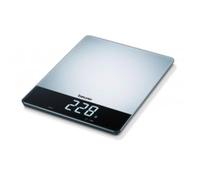 Beurer KS34 Balanza de cocina, medición de carga extra alta 15 kg /1 gr, pantalla led (9.5 x 2.5 cm) con dígitos de 2.5 cm, display invisible, apagado automático, acero inoxidable