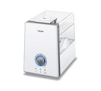 Beurer LB88 Humidificador Ultrasónico con Calentamiento de Agua, Silencioso, Hasta 48M2, Modo Noche, Máxima Nebulización 550Ml/H, Depósito de Agua Extráible Aceites Aromaticos, 280 W, Blanco