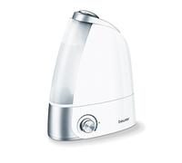 Beurer LB44 - Humidificador de aire ultrasónico higiénico e inodoro, humidificación por vaporización de agua, depósito 2.8 litros extráible, 20 W, alcance 25 m², color blanco y plata
