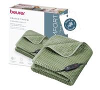 Beurer Manta eléctrica Waffle Sage Green, Ligera, Fabricada en Europa | Manta eléctrica con diseño de gofre moderna con 3 niveles de temperatura y sistema de seguridad, lavable a 30 °C, verde