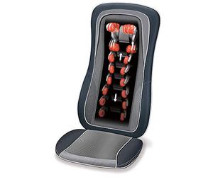 Beurer MG 315 - Cojín de masaje shiatsu eléctrico para cuello y espalda, con función de luz y calor, escaneo automático del cuerpo, programa de masaje 3, color negro y gris