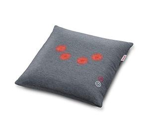 Beurer MG135 - Almohada de masaje Shiatsu con función luz y calor, para nuca, espalda y piernas, 4 cabezales masaje rotatorio, funda lavable, funda 40 x 40 cm, gris