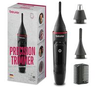 Beurer MN3X Recortadora de precisión, Cortapelos a pilas, 3 accesorios de alta calidad, Recortadora para dar forma y recortar el vello de la nariz, orejas y cejas, resistente al agua